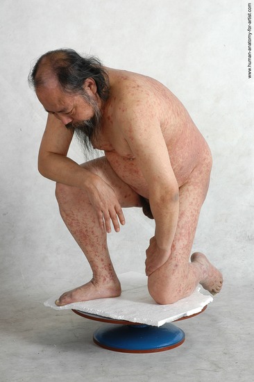 and more Nude Man Asian Kneeling poses - ALL Chubby Bald Kneeling poses - on both knees Black Realistic