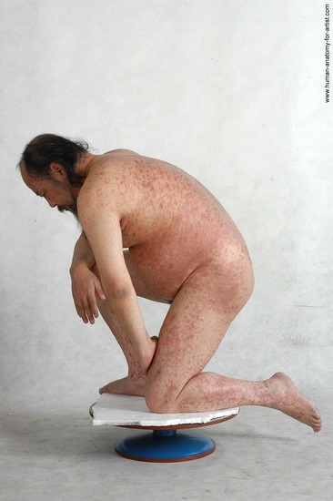 and more Nude Man Asian Kneeling poses - ALL Chubby Bald Kneeling poses - on both knees Black Realistic