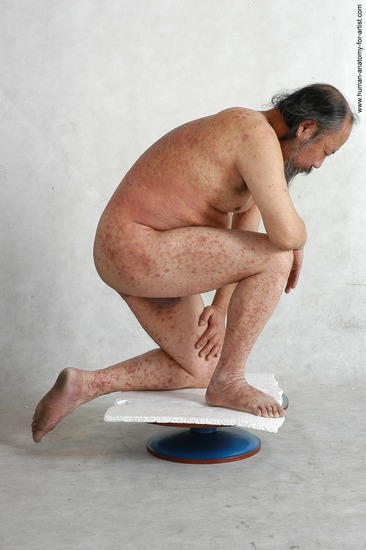 and more Nude Man Asian Kneeling poses - ALL Chubby Bald Kneeling poses - on both knees Black Realistic