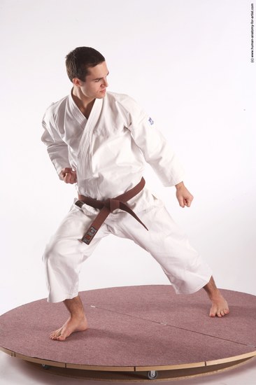 Nude Martial art Man White Standing poses - ALL Athletic Short Brown Standing poses - simple Realistic