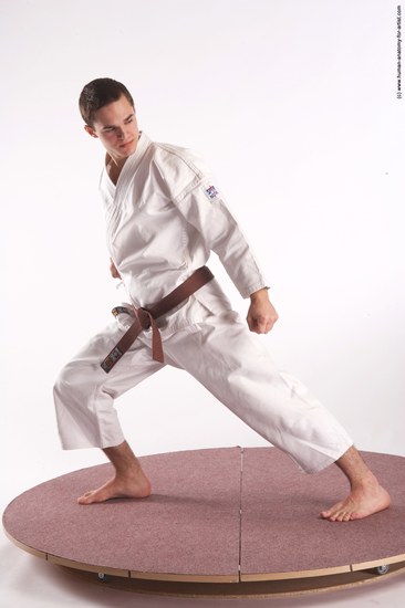 Nude Martial art Man White Standing poses - ALL Athletic Short Brown Standing poses - simple Realistic