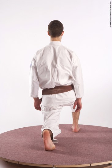 Nude Martial art Man White Kneeling poses - ALL Athletic Short Brown Kneeling poses - on one knee Realistic