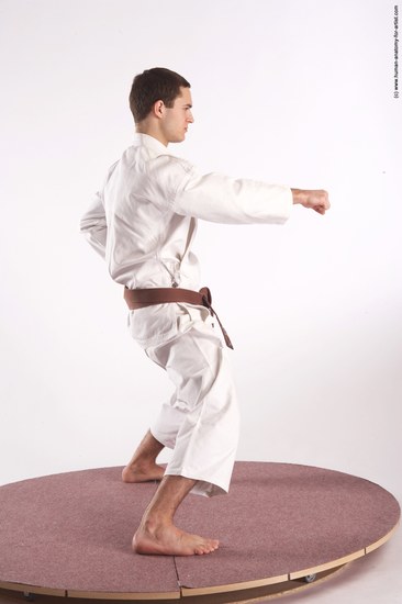 Nude Martial art Man White Standing poses - ALL Athletic Short Brown Standing poses - simple Realistic