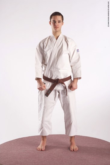 Nude Martial art Man White Standing poses - ALL Athletic Short Brown Standing poses - simple Realistic