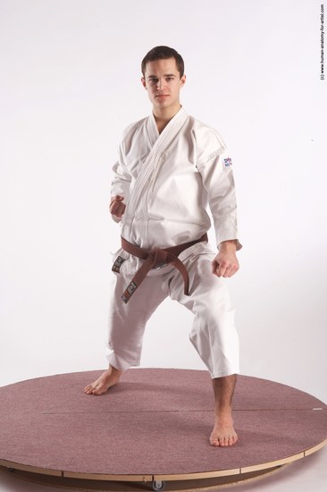 Nude Martial art Man White Standing poses - ALL Athletic Short Brown Standing poses - simple Realistic