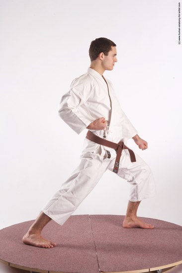 Nude Martial art Man White Standing poses - ALL Athletic Short Brown Standing poses - simple Realistic