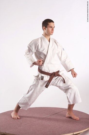 Nude Martial art Man White Standing poses - ALL Athletic Short Brown Standing poses - simple Realistic