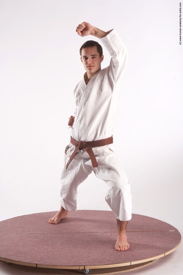 Nude Martial art Man White Standing poses - ALL Athletic Short Brown Standing poses - simple Realistic