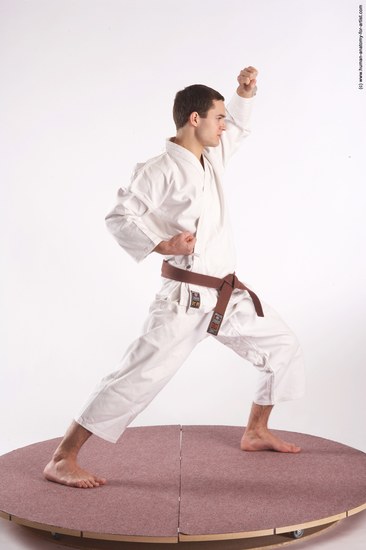 Nude Martial art Man White Standing poses - ALL Athletic Short Brown Standing poses - simple Realistic