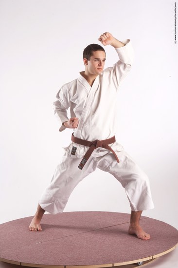 Nude Martial art Man White Standing poses - ALL Athletic Short Brown Standing poses - simple Realistic