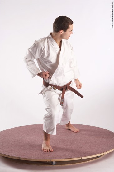 Nude Martial art Man White Standing poses - ALL Athletic Short Brown Standing poses - simple Realistic