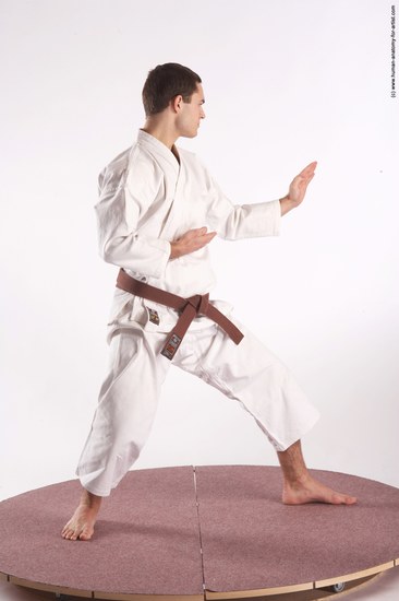 Nude Martial art Man White Standing poses - ALL Athletic Short Brown Standing poses - simple Realistic