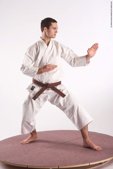 Nude Martial art Man White Standing poses - ALL Athletic Short Brown Standing poses - simple Realistic