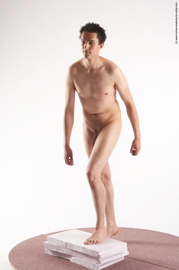 Nude Man White Moving poses Slim Short Brown Realistic