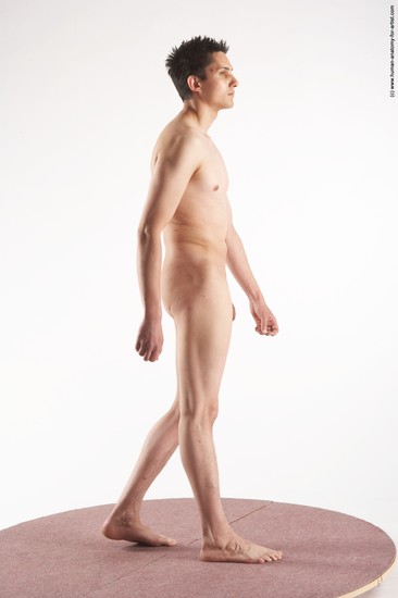 Nude Man White Moving poses Slim Short Brown Realistic