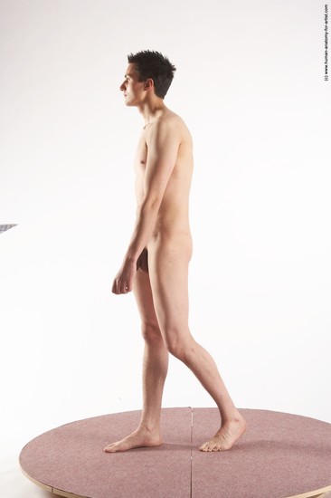 Nude Man White Moving poses Slim Short Brown Realistic