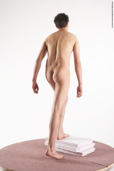 Nude Man White Moving poses Slim Short Brown Realistic