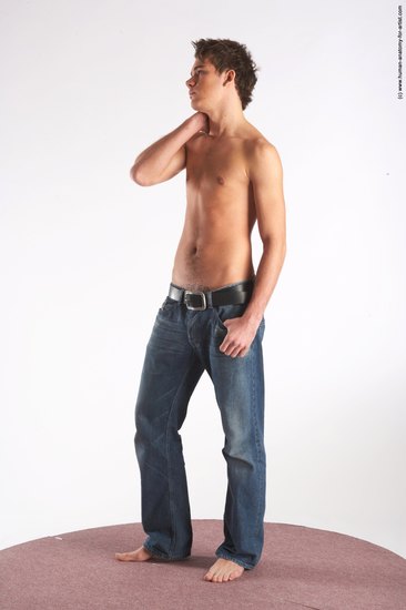 Casual Man White Standing poses - ALL Slim Short Brown Standing poses - simple Academic