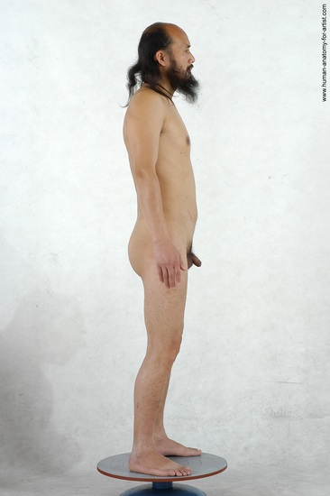 Nude Man Asian Standing poses - ALL Slim Bald Black Standing poses - simple Realistic