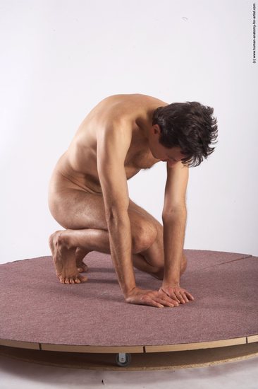 Nude Man White Sitting poses - simple Slim Short Brown Sitting poses - ALL Realistic