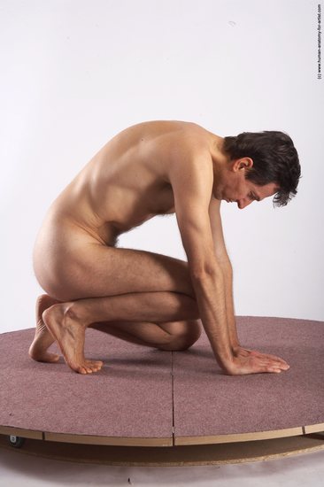 Nude Man White Sitting poses - simple Slim Short Brown Sitting poses - ALL Realistic