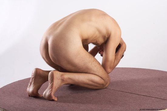 Nude Man White Sitting poses - simple Slim Short Brown Sitting poses - ALL Realistic