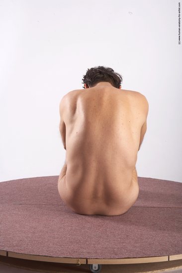 Nude Man White Sitting poses - simple Slim Short Brown Sitting poses - ALL Realistic