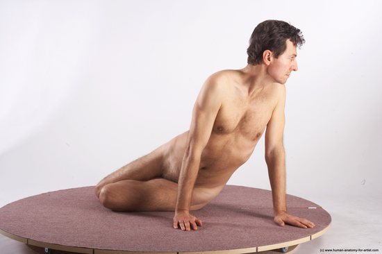 Nude Man White Sitting poses - simple Slim Short Brown Sitting poses - ALL Realistic