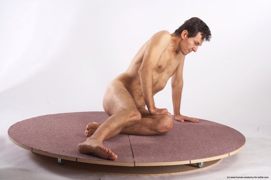 Nude Man White Sitting poses - simple Slim Short Brown Sitting poses - ALL Realistic