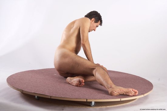 Nude Man White Sitting poses - simple Slim Short Brown Sitting poses - ALL Realistic