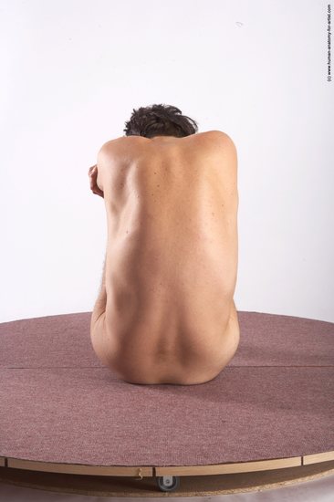 Nude Man White Sitting poses - simple Slim Short Brown Sitting poses - ALL Realistic