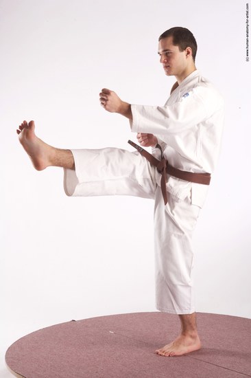 Sportswear Martial art Man White Standing poses - ALL Athletic Short Brown Standing poses - simple Academic