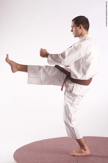 Sportswear Martial art Man White Standing poses - ALL Athletic Short Brown Standing poses - simple Academic