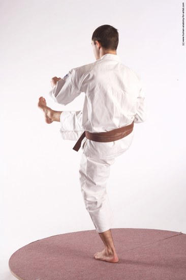 Sportswear Martial art Man White Standing poses - ALL Athletic Short Brown Standing poses - simple Academic