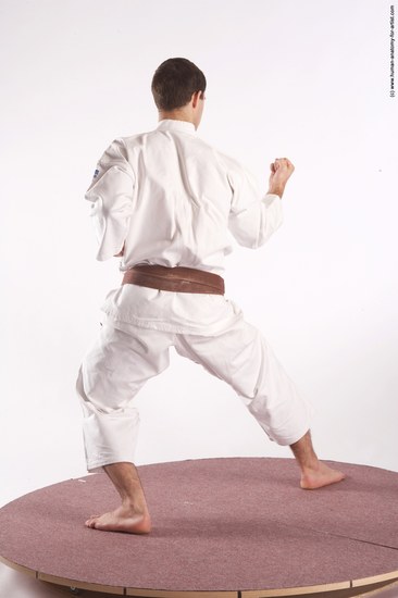 Sportswear Martial art Man White Standing poses - ALL Athletic Short Brown Standing poses - simple Academic