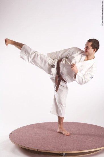 Sportswear Martial art Man White Standing poses - ALL Athletic Short Brown Standing poses - simple Academic