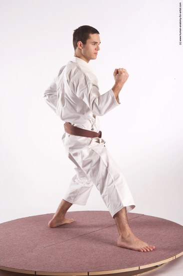 Sportswear Martial art Man White Standing poses - ALL Athletic Short Brown Standing poses - simple Academic