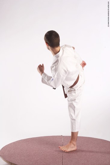 Sportswear Martial art Man White Standing poses - ALL Athletic Short Brown Standing poses - simple Academic