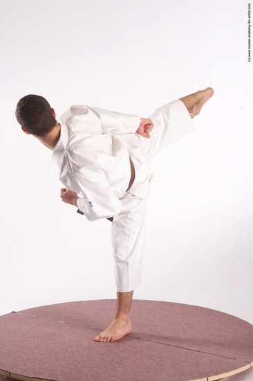 Sportswear Martial art Man White Standing poses - ALL Athletic Short Brown Standing poses - simple Academic