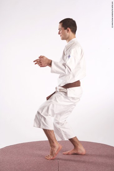 Sportswear Martial art Man White Standing poses - ALL Athletic Short Brown Standing poses - simple Academic