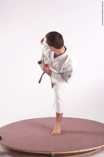 Sportswear Martial art Man White Standing poses - ALL Athletic Short Brown Standing poses - simple Academic