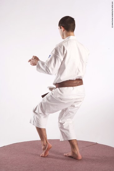 Sportswear Martial art Man White Standing poses - ALL Athletic Short Brown Standing poses - simple Academic