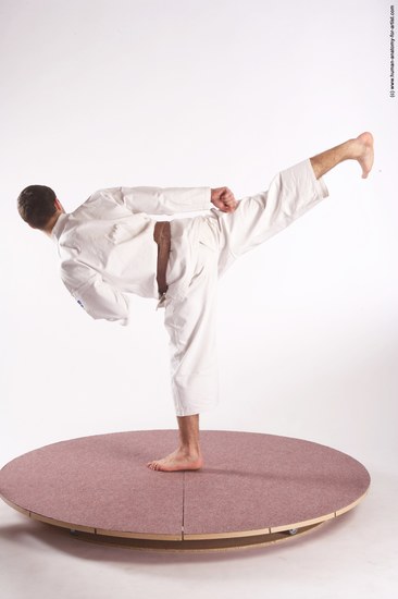 Sportswear Martial art Man White Standing poses - ALL Athletic Short Brown Standing poses - simple Academic