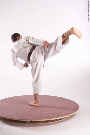 Sportswear Martial art Man White Standing poses - ALL Athletic Short Brown Standing poses - simple Academic