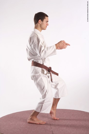 Sportswear Martial art Man White Standing poses - ALL Athletic Short Brown Standing poses - simple Academic