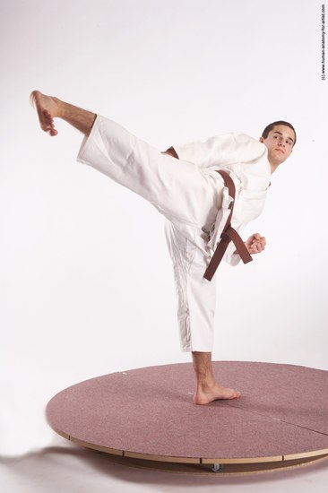 Sportswear Martial art Man White Standing poses - ALL Athletic Short Brown Standing poses - simple Academic