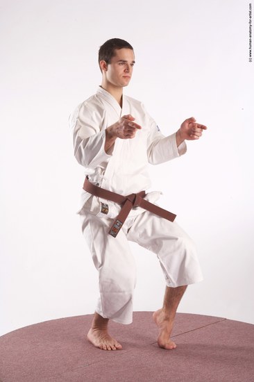 Sportswear Martial art Man White Standing poses - ALL Athletic Short Brown Standing poses - simple Academic