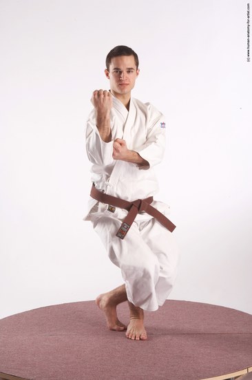 Sportswear Martial art Man White Standing poses - ALL Athletic Short Brown Standing poses - simple Academic