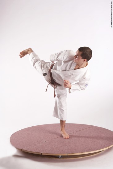 Sportswear Martial art Man White Standing poses - ALL Athletic Short Brown Standing poses - simple Academic