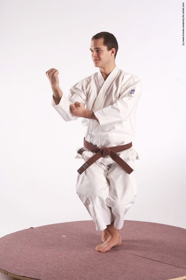 Sportswear Martial art Man White Standing poses - ALL Athletic Short Brown Standing poses - simple Academic